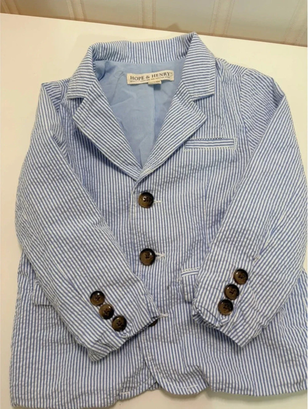 Hope & Henry Organic Seersucker Suit Jacket XXS